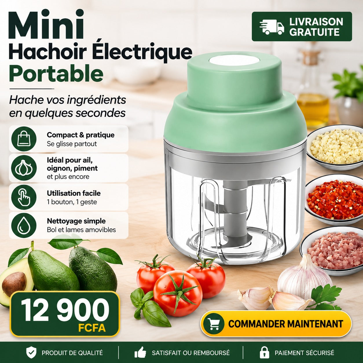 Mini Hachoir Électrique Portable